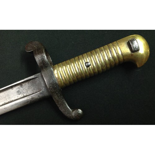 34 - French 1842 Pattern Bayonet with single edged fullered blade 570mm in length, maker marked and dated... 