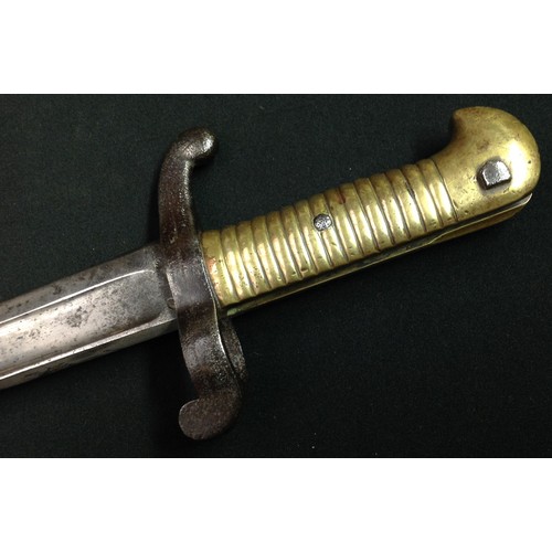 34 - French 1842 Pattern Bayonet with single edged fullered blade 570mm in length, maker marked and dated... 