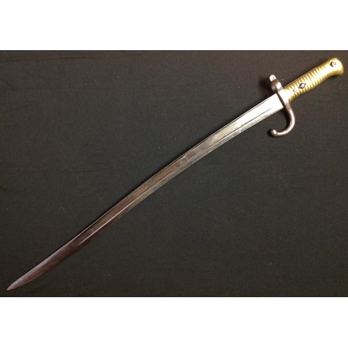 36 - Dutch 1873 Yataghan Bayonet with 572mm long fullered single edged blade, maker marked 