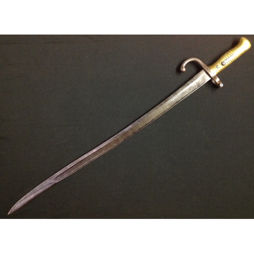 36 - Dutch 1873 Yataghan Bayonet with 572mm long fullered single edged blade, maker marked 