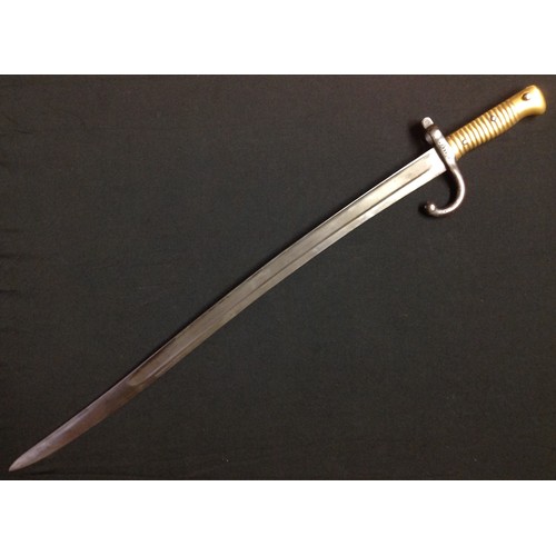 37 - French 1866 pattern Chassepot bayonet with fullered single edged blade 571mm in length. No markings ... 