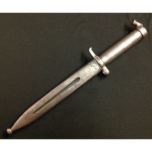 39 - Swiss M1896 pattern bayonet with 206mm long fullered single edged blade. Numbered to ricasso 442. Ma... 