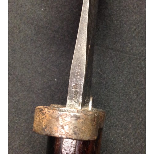 44 - Boer War Lee-Metford bayonet with double edged blade 30cm in length, well marked with makers name 