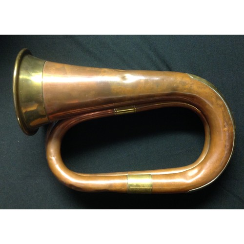 45 - Victorian British Army Bugle. No makers marks or mouthpeice. Approx 25cm in length. Horn 10cm in dia... 
