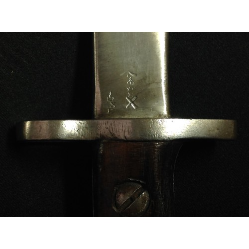 54 - WW1 British 1907 Pattern Bayonet maker marked and dated Wilkinson 7 16. No release catch. Single edg... 