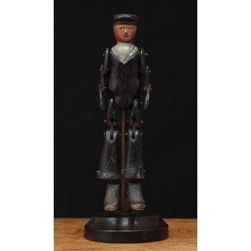2019 - Folk Art and Maritime Interest - a late 19th/early 20th century painted wooden sailor doll, realisti... 