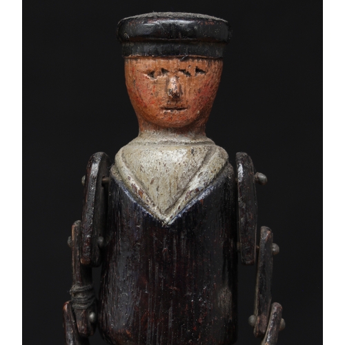 2019 - Folk Art and Maritime Interest - a late 19th/early 20th century painted wooden sailor doll, realisti... 