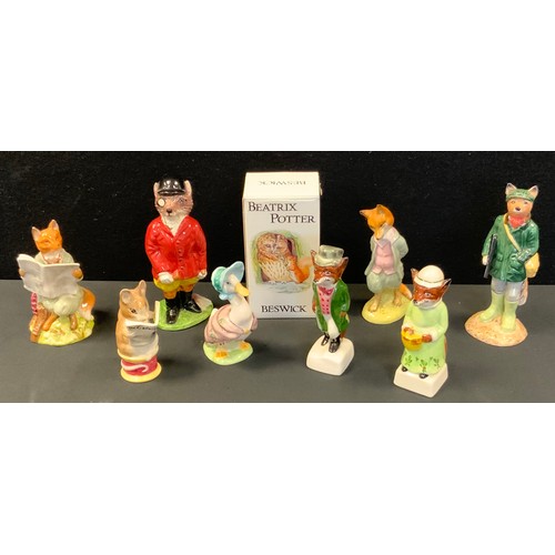 6 - Beswick models, Beatrice Potter, Jemima Puddleduck, Foxy Whiskered Gentleman;  Tailor of Gloucester;... 