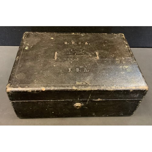 26 - A 19th century Samson Mordan Moroccan leather document box, fitted interior, 13cm x 33cm x 24cm.