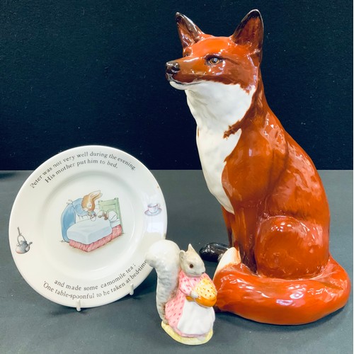 29 - A Beswick Fireside model, Fox, seated, 31cm high, printed marks;  a Beswick Beatrice Potter model, G... 