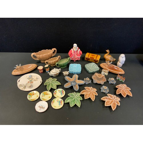 30 - A Royal Doulton figure, Goody Two Shoes;  Copenhagen owl;  Wade Whimsies;  etc