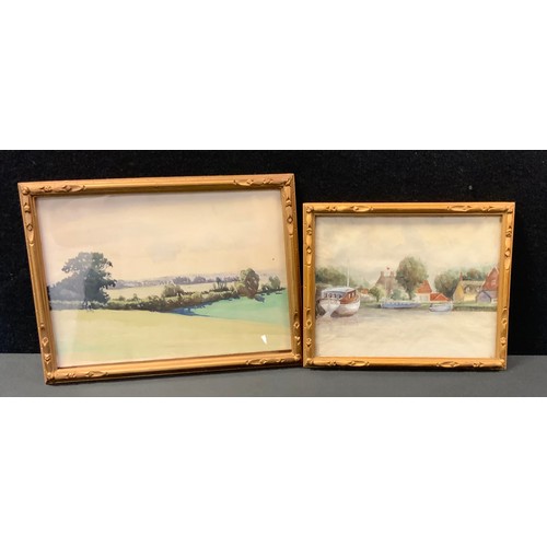 31 - HB, A September Morning Suffolk, signed, date 1929, watercolour, 16.5cm x 20cm;  Kenneth *****, Some... 