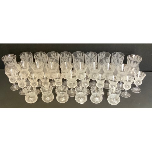 35 - An Edinburgh Crystal glass Thistle pattern glasses suite inc eight highball tumblers;  pair of storm... 