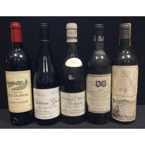 36 - Wines - Leroy d'auvenay bourgogne 1971;  Barton & Guestier, Pontet Latour 1974;  Marques de Riscal E... 