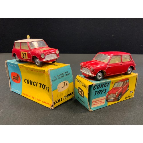 58 - Toys & Juvenalia - Corgi Toys 225 Austin Se7en (Seven), red body, lemon yellow interior, spun ridged... 