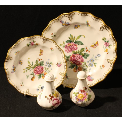 56 - A Royal Crown Derby Derby Days pattern shaped circular plate, 20cm; another smaller, 15cm; a Posie p... 