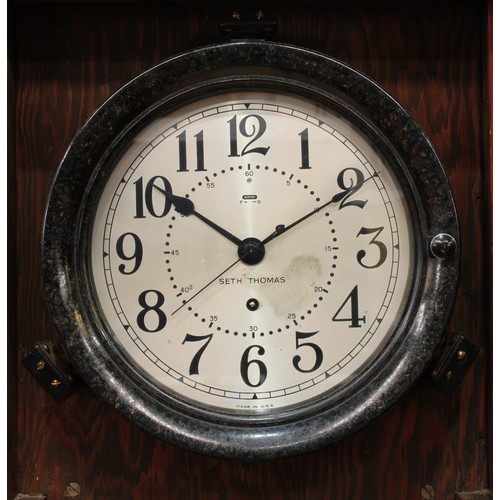 5 - Maritime Interest - an American Seth Thomas US Maritime Commission type ship's clock, 20cm circular ... 