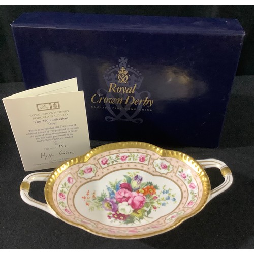 24 - A Royal Crown Derby 250 Collection two handled oval tray, to celebrate 250 years of china manufactur... 