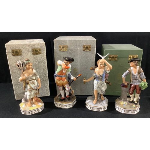 37 - A set of four Royal Crown Derby figures, The Elements, Water stands barefoot holding a fishing net i... 