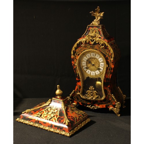50 - A Lauris Louis XV style faux boulle work bracket clock, 44cm high excluding bracket