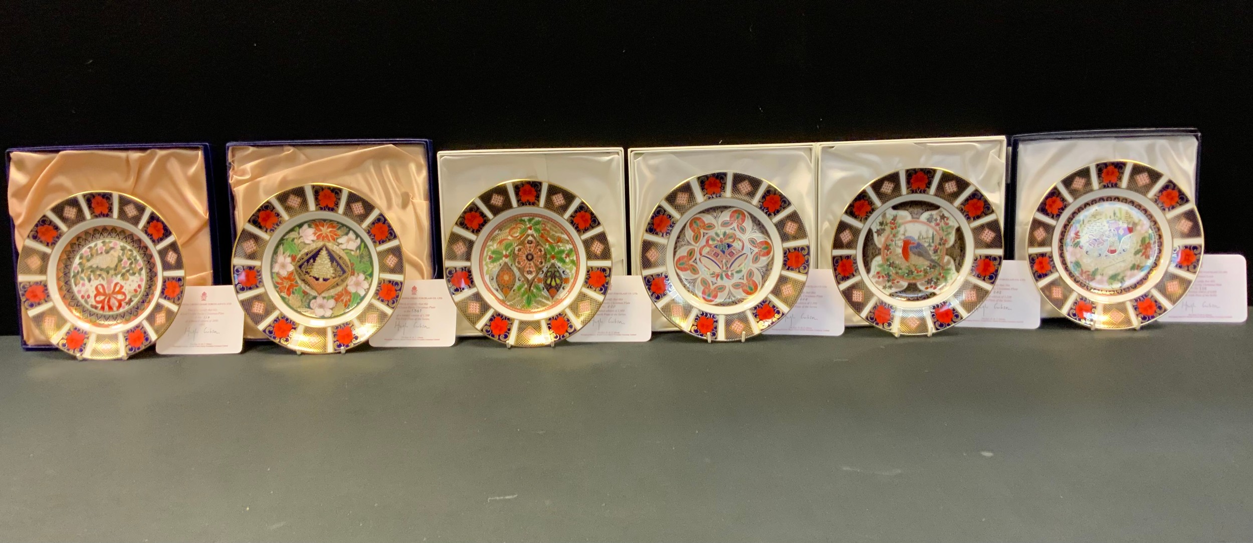 Royal Crown Derby Christmas plates, each boxed, The Royal Crown Derby...