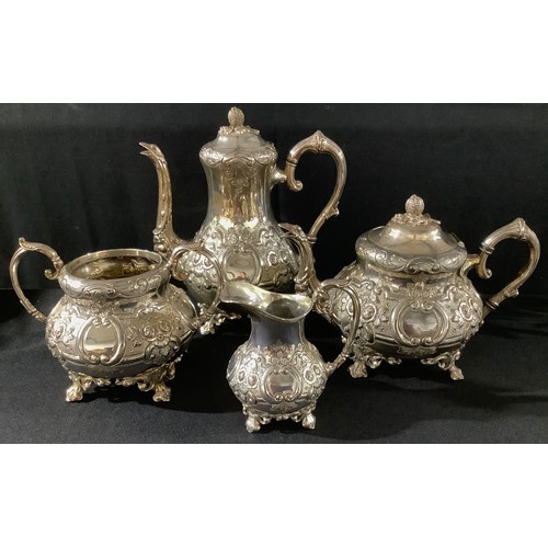 32 - A 19th century silver plated four piece tea service