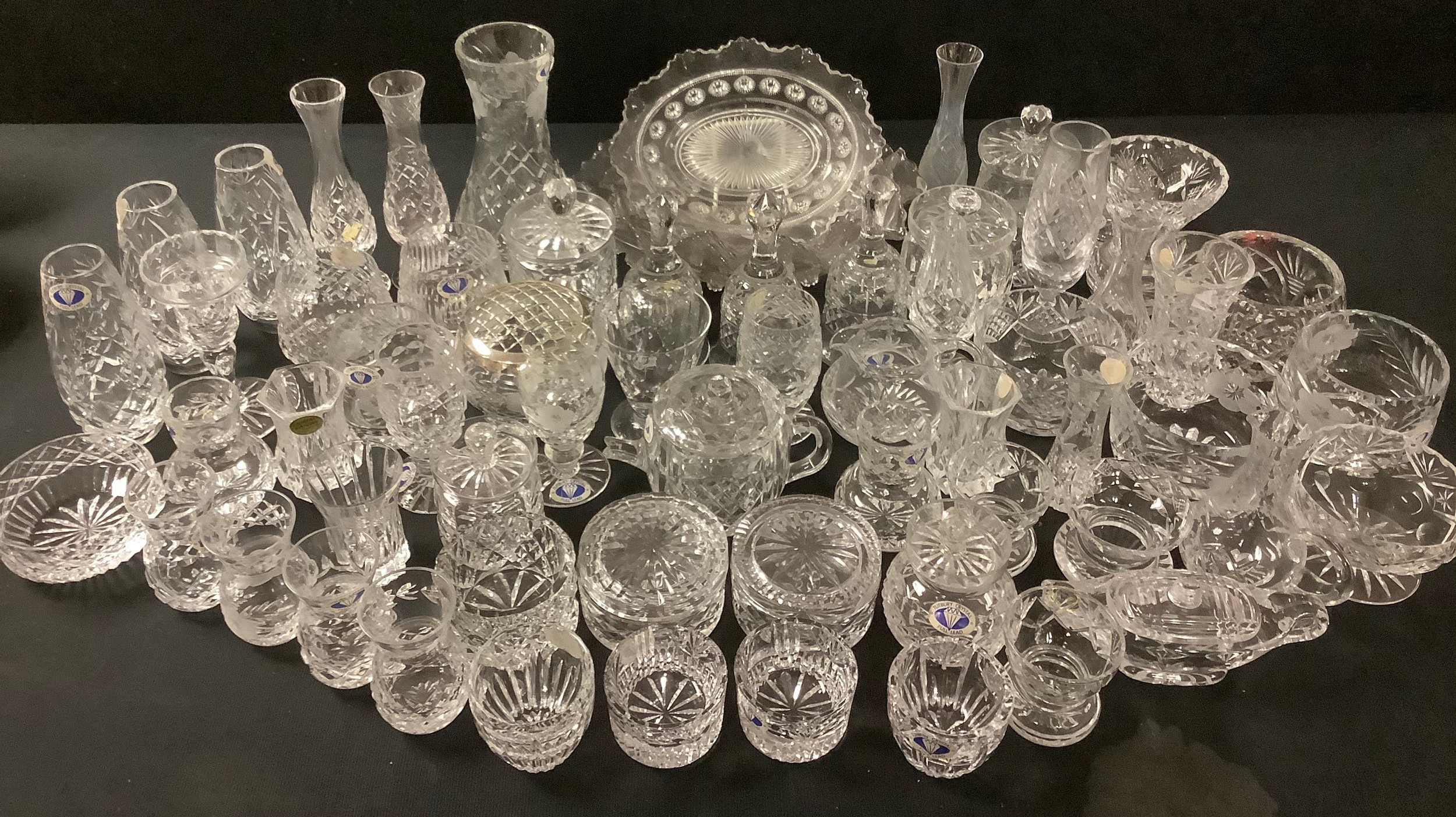 Glassware - a selection of Tutbury Crystal cut glass vases, pots and...