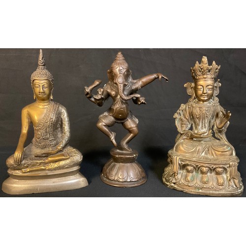 14 - A bronze vishnu figure, 20.5cm high; two other deities (3)