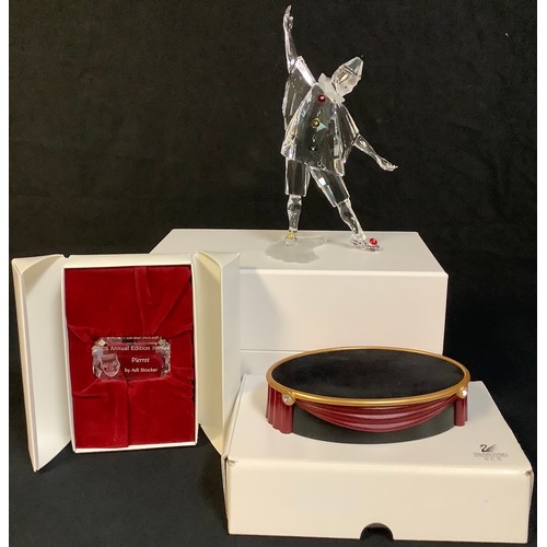 26 - A Swarovski SCS 1999 Masquearade Pierrot figure, boxed with stand and plaque, each boxed (3)
