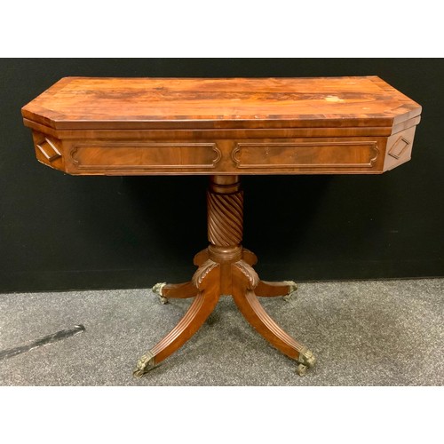 43 - A mahogany canted rectangular tea table, 75cm high, 92cm wide, 45.5cm deep