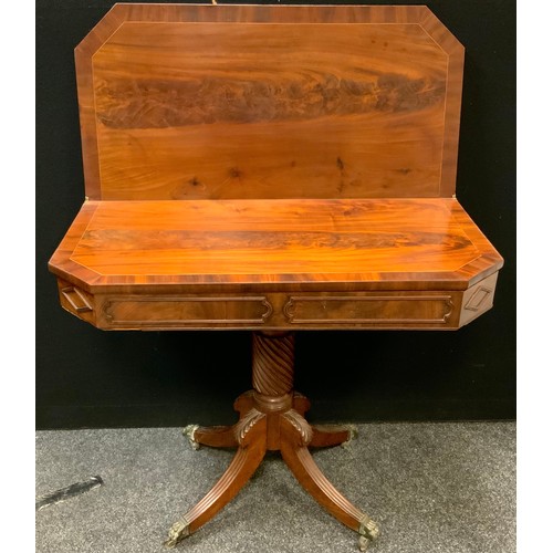 43 - A mahogany canted rectangular tea table, 75cm high, 92cm wide, 45.5cm deep