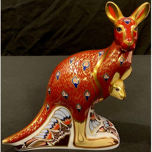 33 - A Royal Crown Derby paperweight, The Australia Collection Kangaroo, with joey, gold stopper