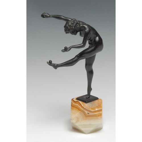 60 - After Claire Janne Roberte Colinet (1890 - 1940), an Art Deco dark-patinated bronze, The Juggler, th... 