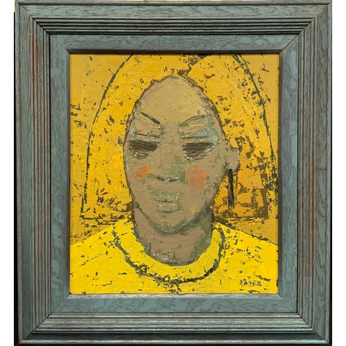 6 - Andre Roder (bn. 1933), Portrait of an African woman, signed, oil on board, 40cm x 35.5cm.