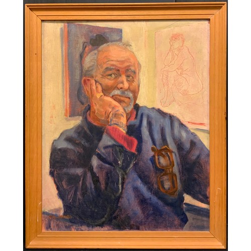 7 - Royston A. Jones, 'Artist through the looking glass', signed, oil on board, gallery label to verso, ... 