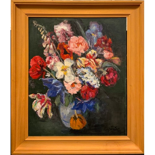 53 - Paivio Westerlund Knighton (active 1968 - 1986), A vase of summer flowers, signed, oil on board, 61.... 