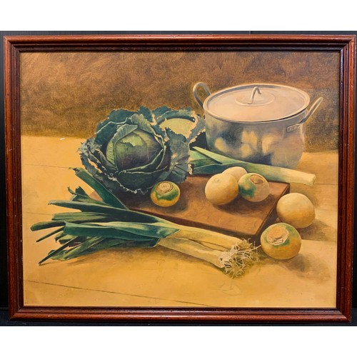 58 - English school, mid 20th century, 'In Grandma's Kitchen', oil on canvas, 46cm x 55.5cm.