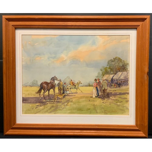113 - Michael Crawley 
Gypsy Life, A Day at the Races
signed, watercolour, 32cm x 43cm