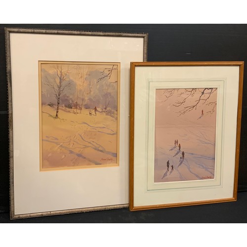 114 - Michael Crawley 
Darley Park, Winter Morning, Derby
signed, watercolour, 29cm x 20cm; another
Misty ... 