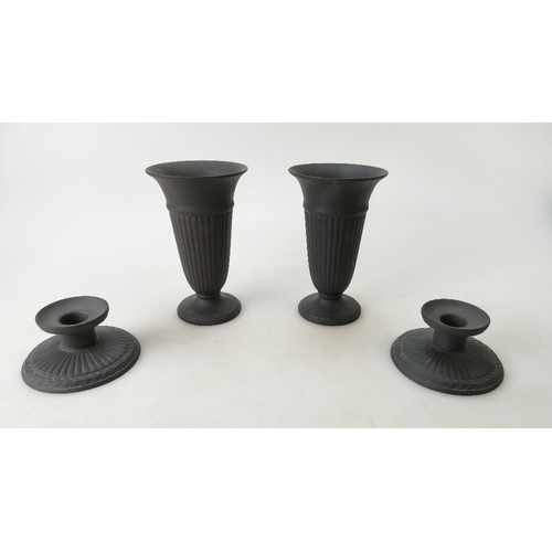 Pair Of Wedgwood Black Basalt Vases England Later 20th Century