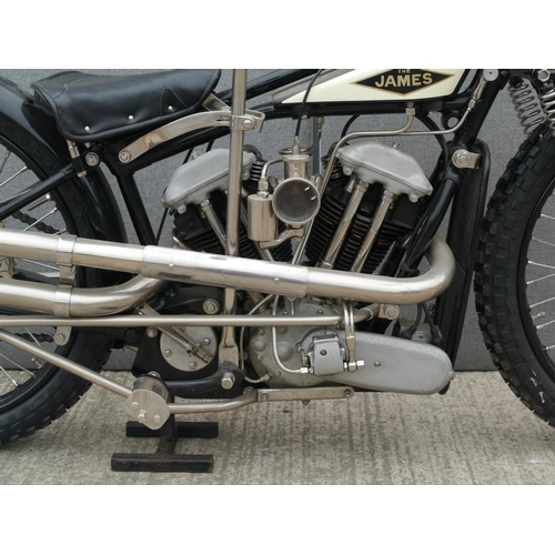 458 - James V-Twin 500cc speedway bike. 1929. The James model has been specially designed to meet the stre... 
