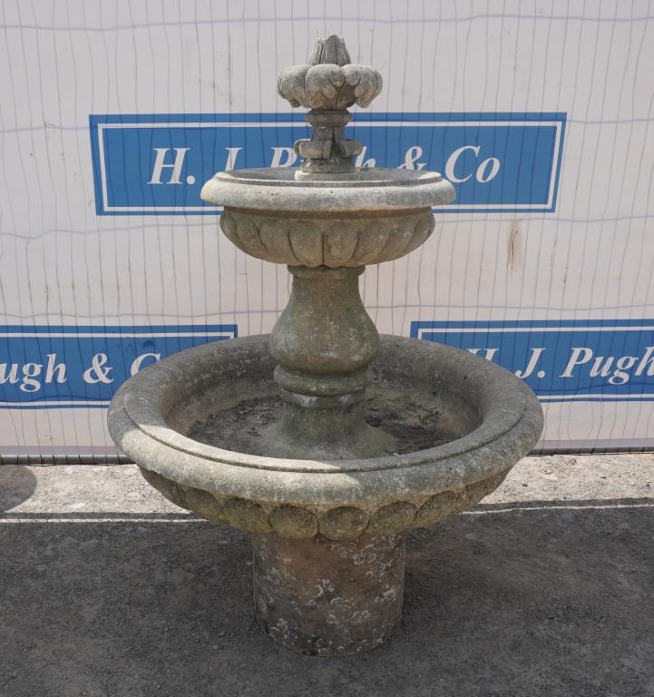Natural stone 2 tier water fountain 55" high 40" dia