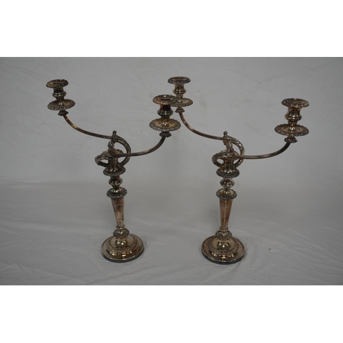 459 - Pair of ornate silver plate candelabras