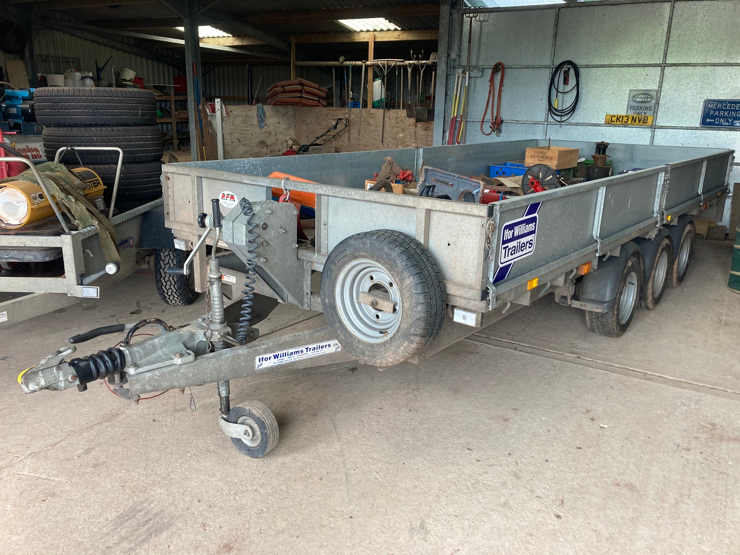 Ifor Williams 16ft tri axle trailer, aluminium floor, winch, 8ft aluminium ramps, sides. Very good c