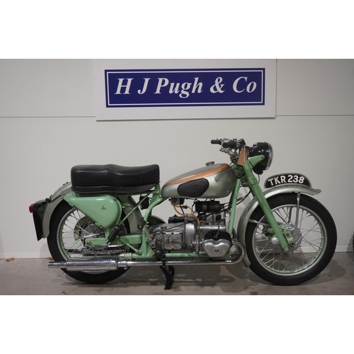 664 - Douglas Mark V motorcycle. 1954. 350cc. Comes with old tax paper and photos. Reg. TKR 238. V5