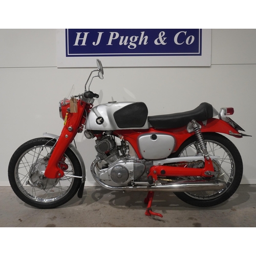 665 - Honda CB92 motorcycle. 1965. 125cc. Starts up well and runs. Comes with vintage motorcycle club cert... 