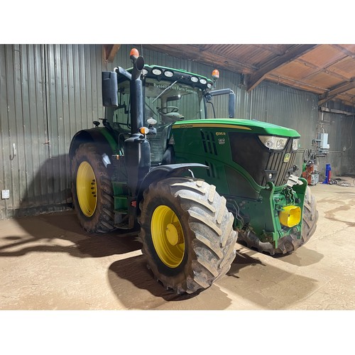 148 - 2016 John Deere 6195R tractor. Auto power, 50K, 5218hrs, tyres 650-65/42 600-65/28. Front linkage an... 