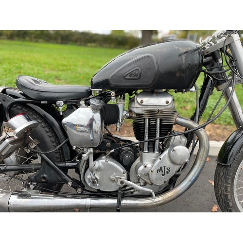647 - AJS 18S Bobber motorcycle. 1955. 500cc, Black powdercoated frame, original engine and gearbox. New A... 