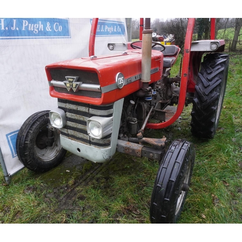 39 - 1972 Massey Ferguson 135 tractor, factory fitted power steering and pickup hitch, safety frame, Flex... 