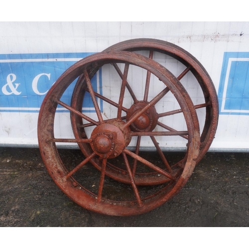 59 - Pair of front iron wheels